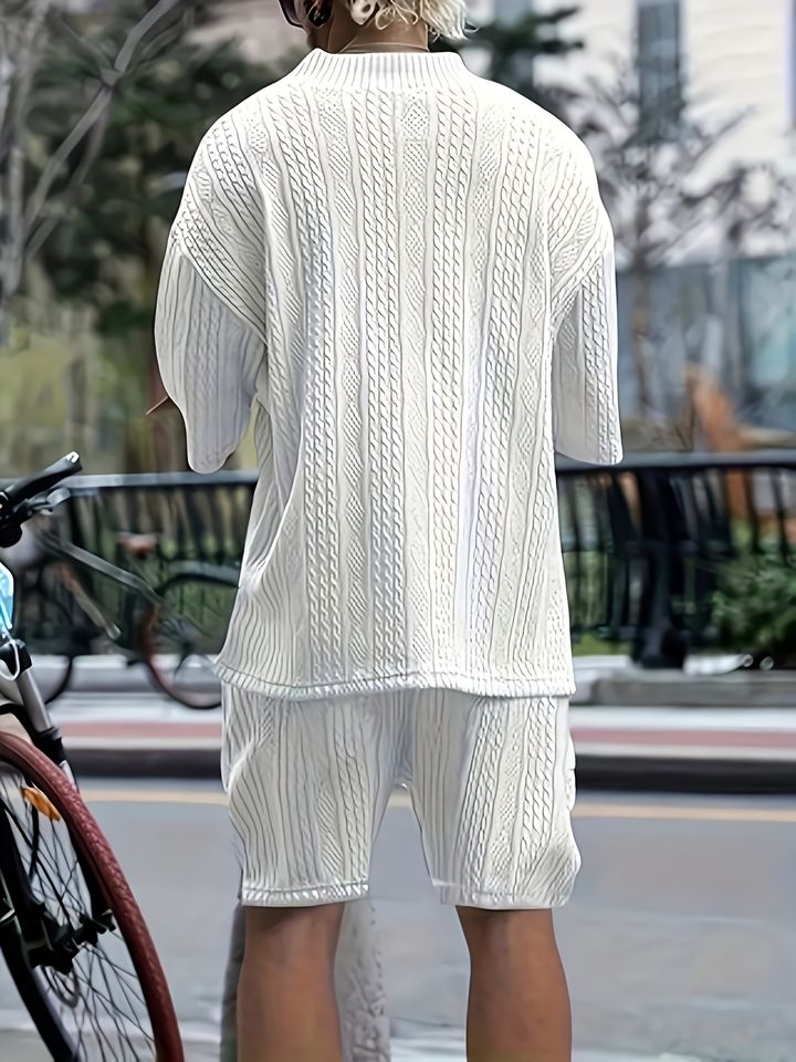 Men’s V-Neck Casual Summer Shorts Set