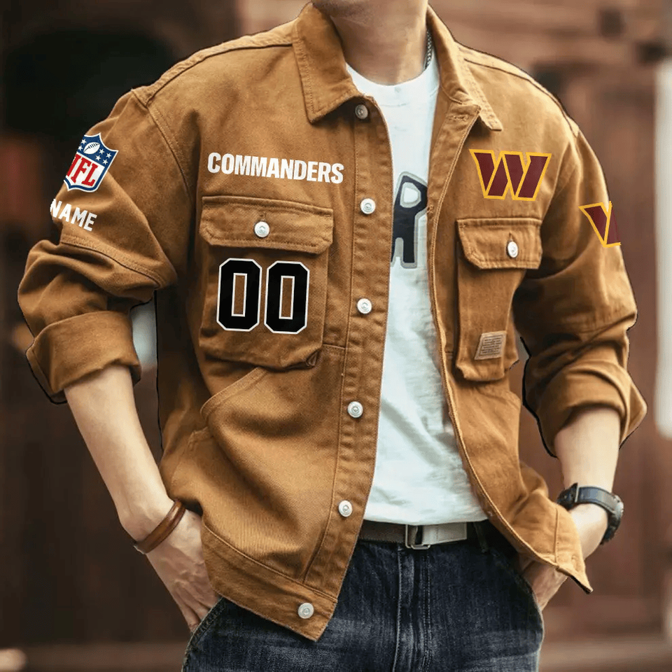 Washington Commanders Men's Denim Autumn Jacket