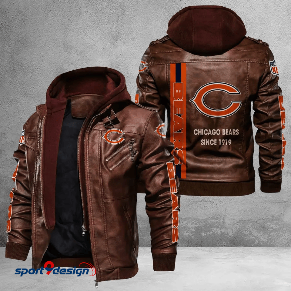 Chicago Bearss Leather Hood Jacket