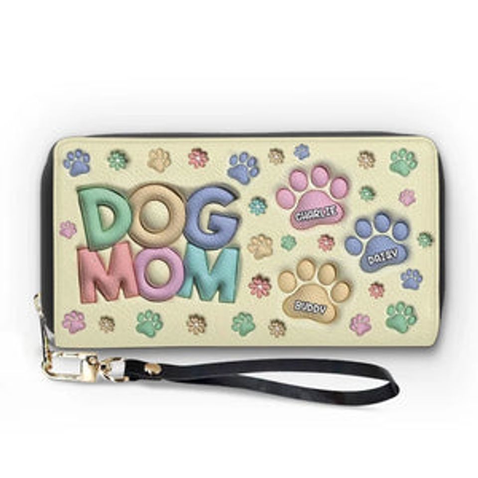 Happiness Is A Warm Paw - Dog & Cat Personalized Custom Leather Long Wallet