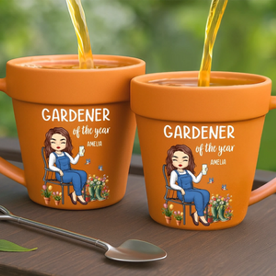 Custom Plant Pot Ceramic Mug - Personalized Garden Gifts For Gardeners