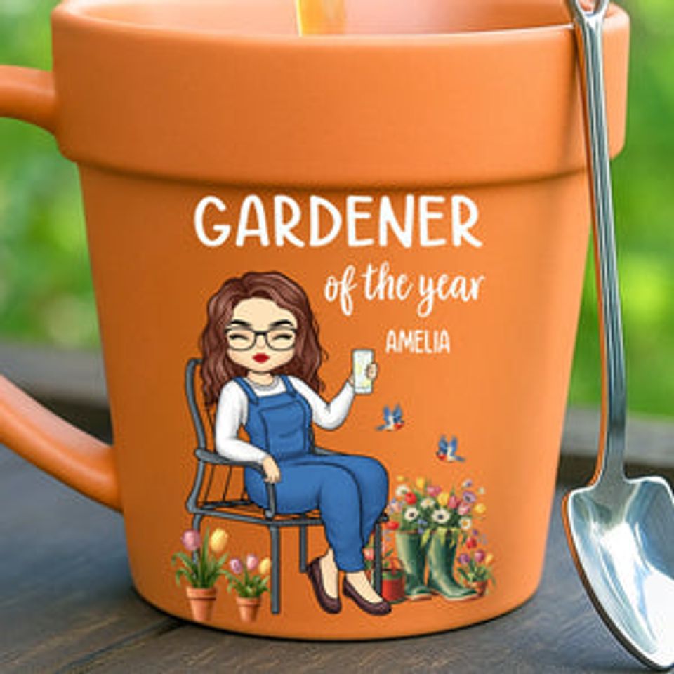 Custom Plant Pot Ceramic Mug - Personalized Garden Gifts For Gardeners