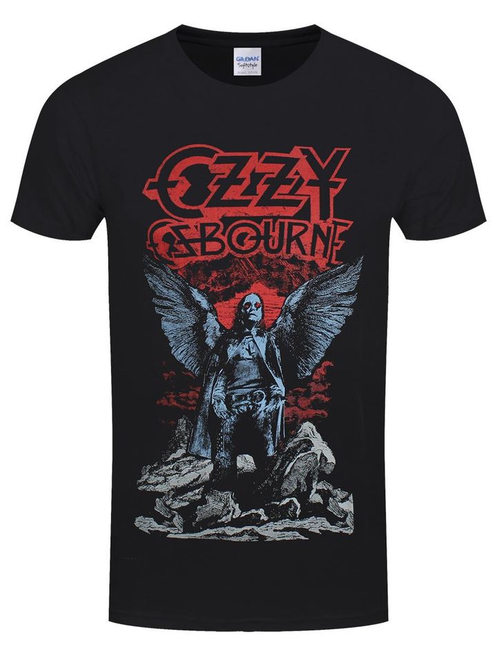 Ozzy Osbourne Angel Wings Mens Black 3D T-Shirt