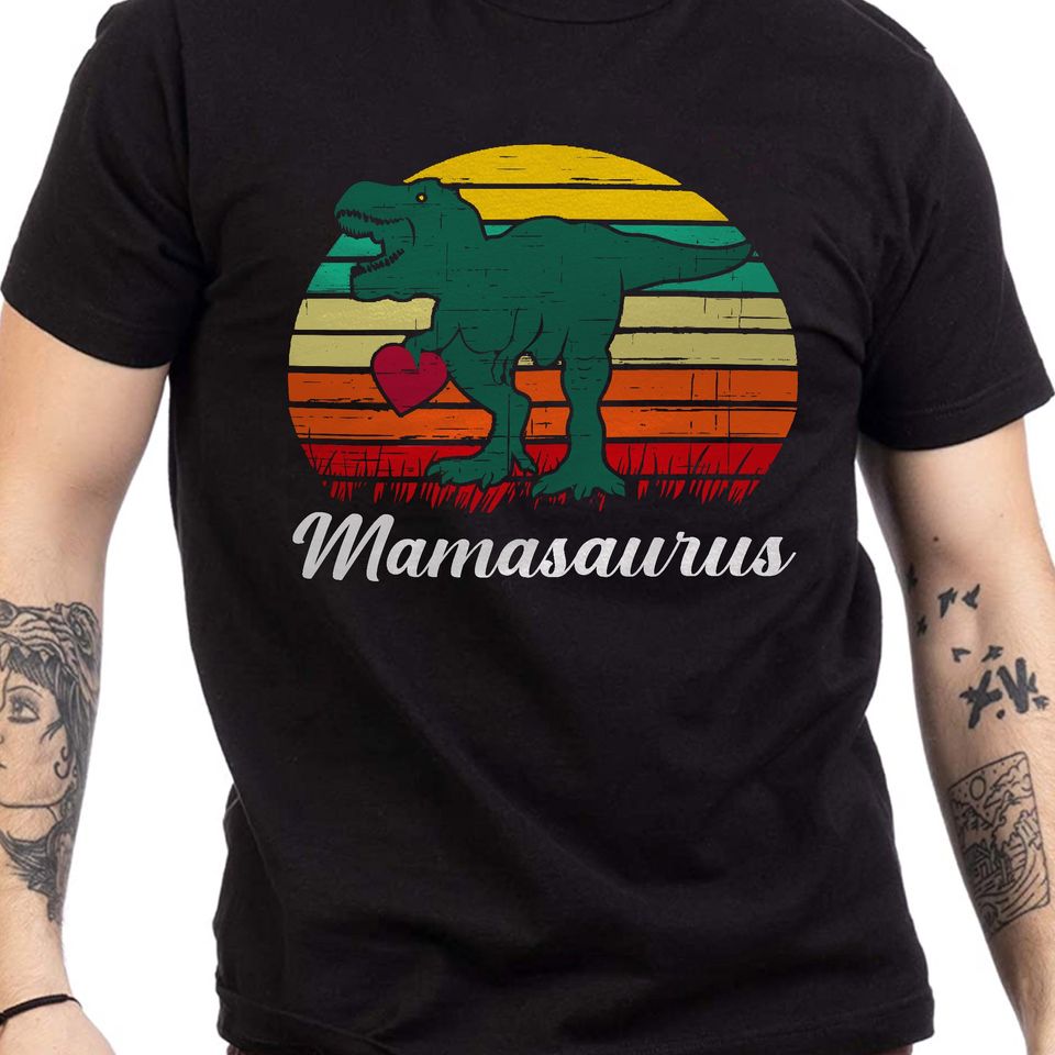 Mamasaurus Vintage Dino Mom T-Shirt
