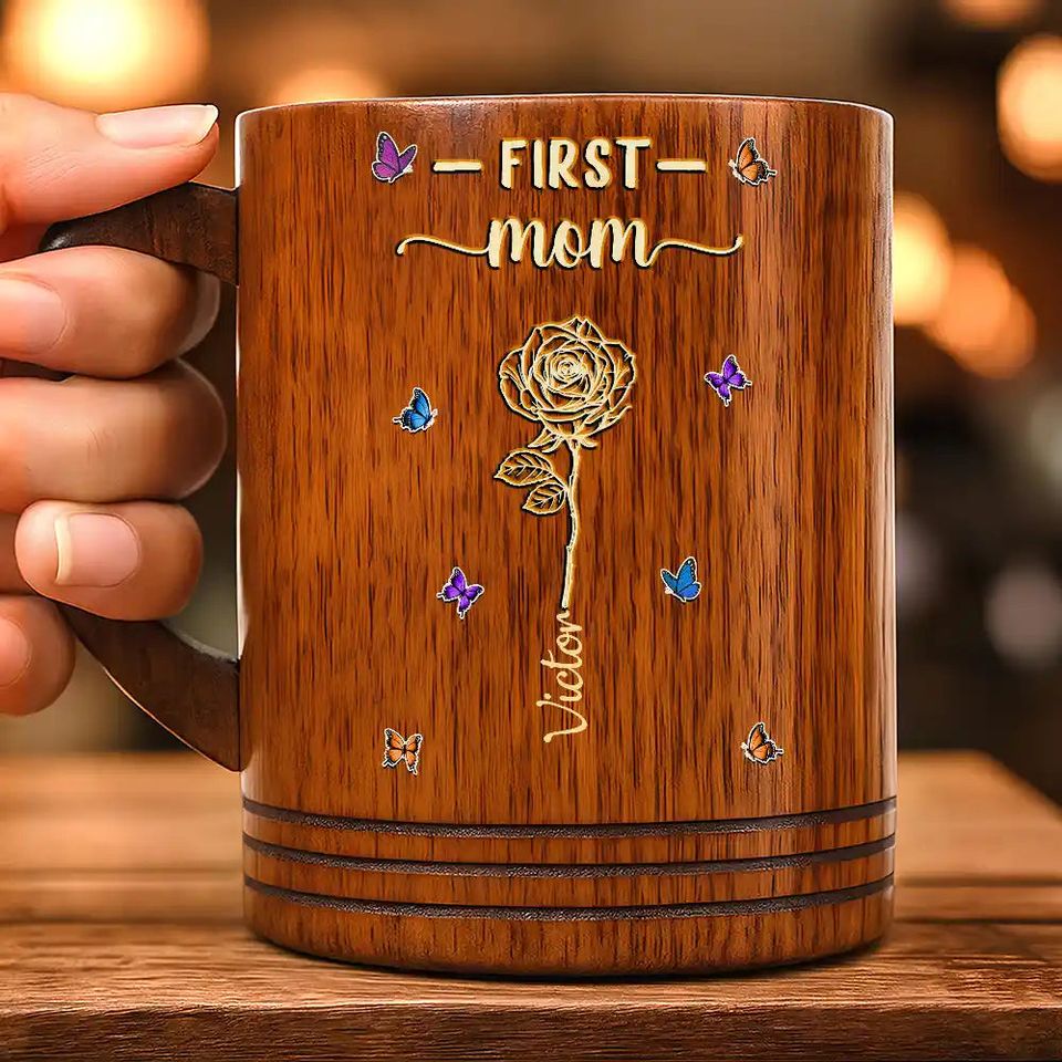 First Mom Now Grandma - Personalized Wooden Mug