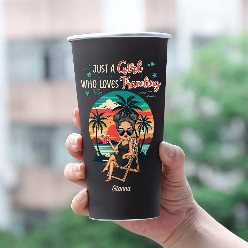 Just A Girl Who Loves Beaches Summer - Personalized Aluminum Color Changing Cup