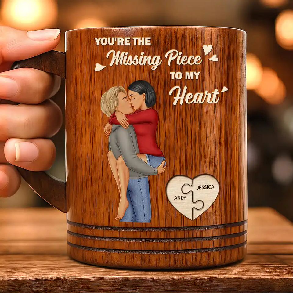 Missing Piece To My Heart - Personalized Wooden Mug