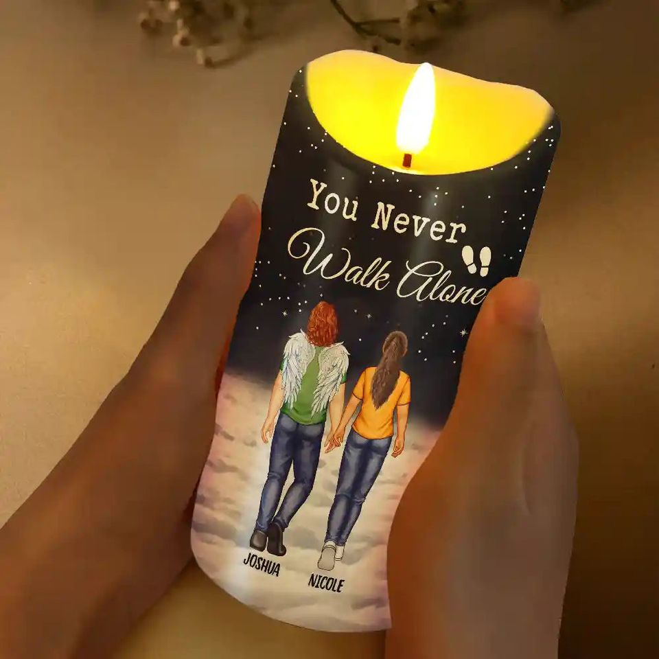         You Never Walk Alone - Personalized Flameless LED Candle       