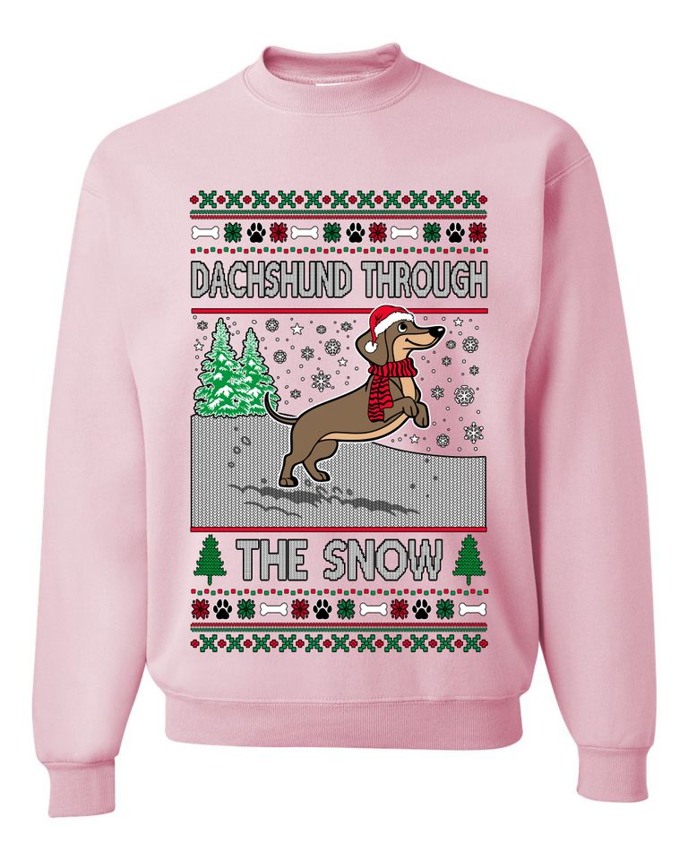 Dachshund Through The Snow Ugly Christmas Sweater Unisex Crewneck Sweatshirt