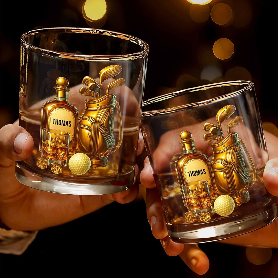 Celebrate Your Love For Golf, Personalized Custom Whiskey Glass, Gift For Golf Lovers
