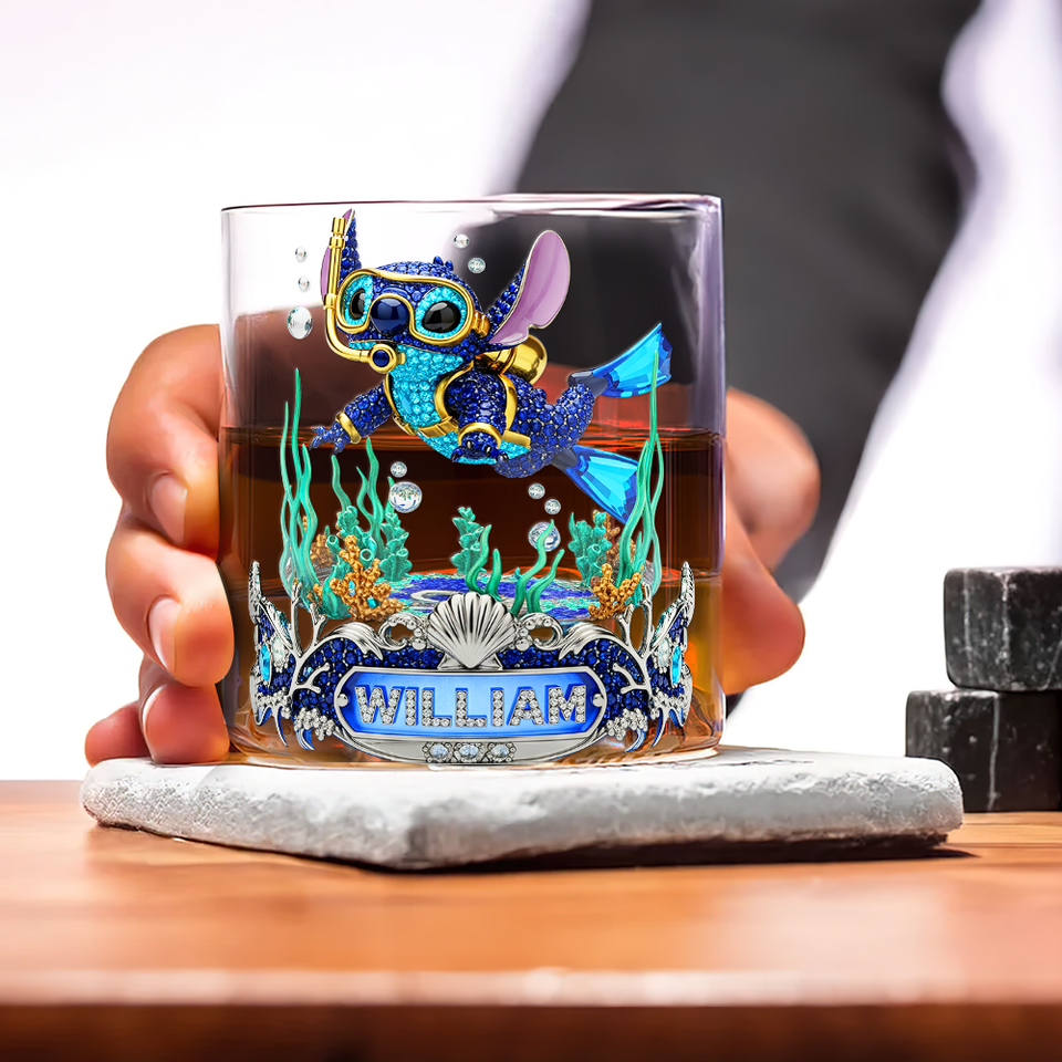 Scuba Diving Alien Drinking Glass - Personalized Gifts For Scuba Divers