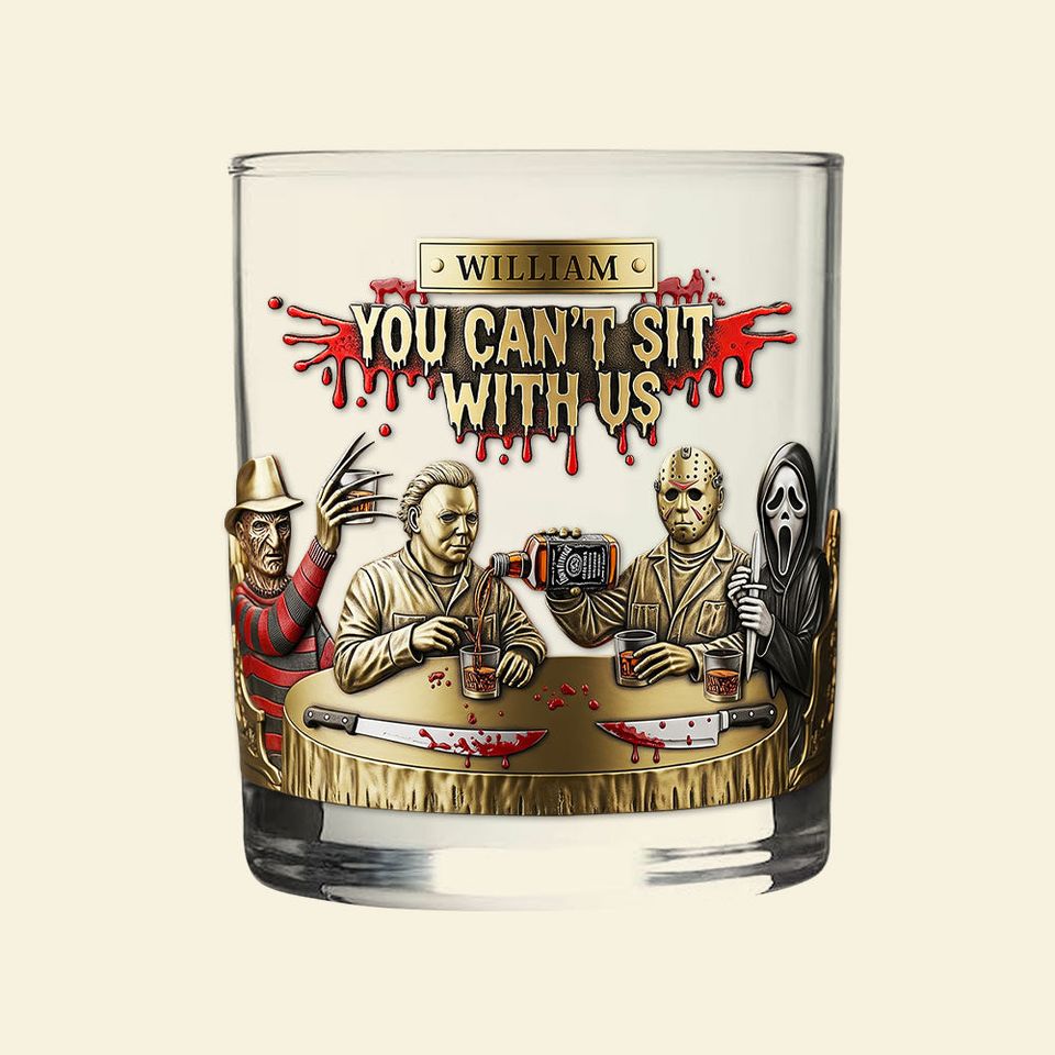 Horror Bar Whiskey Glass, Personalized Gifts For Horror Lovers