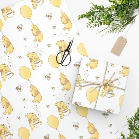 Discover Winnie the Pooh Wrapping Paper, Baby Shower, Boy Girl, Wrap, Gift Wrap