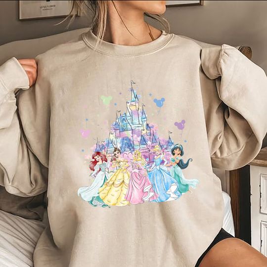 Discover Disney Princess Sweatshirt, Watercolor Castle Sweatshirt, Princess Sweatshirt