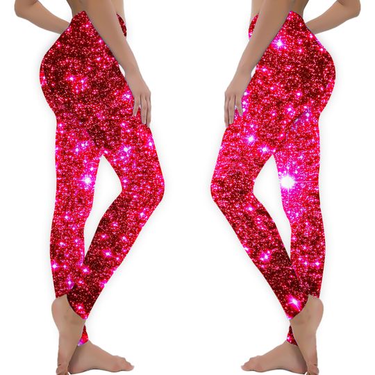 Discover Galaxy Sparkle Stars Hot Pink Leggings