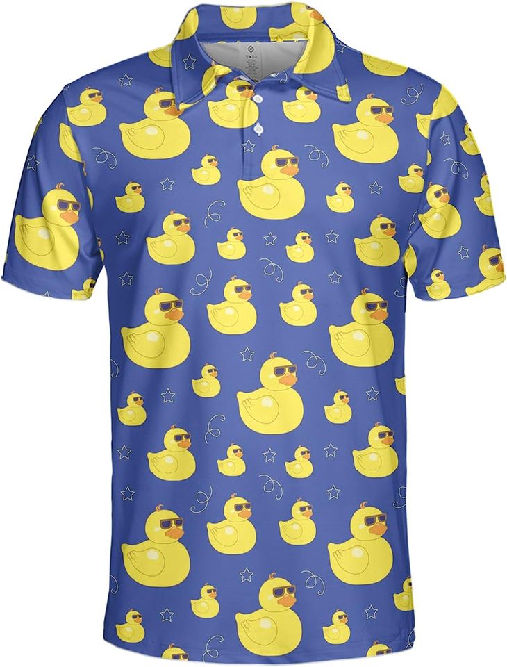 Duck Pond Pattern Golf Shirt, Duck Swimming Water Golf Shirt For Women, Nature Lover Gift main image 1