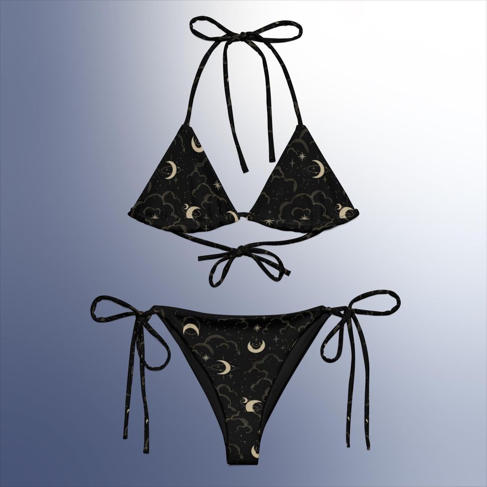 Women's Celestial Sun & Moon Recycled Bandeau Bikini - Quick Drying Fabric With UPF 50+ main image 1