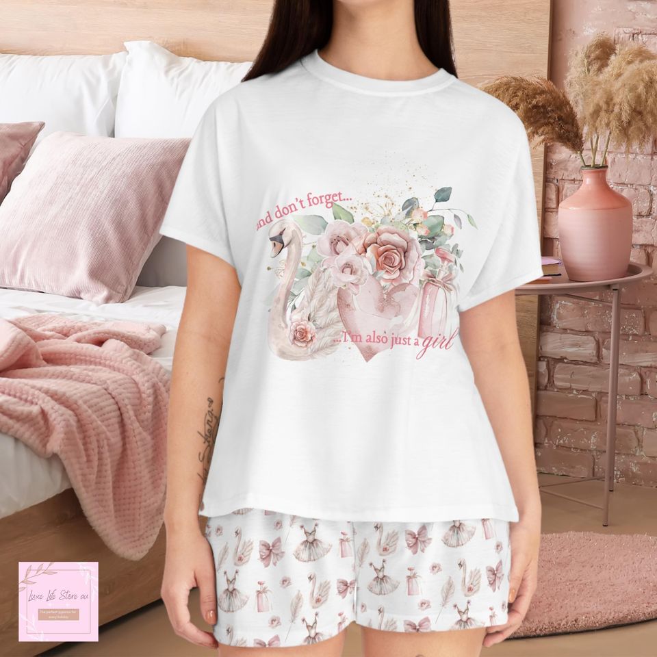 Coquette Crown Print Ribbed Henley Pajama Set main image 0