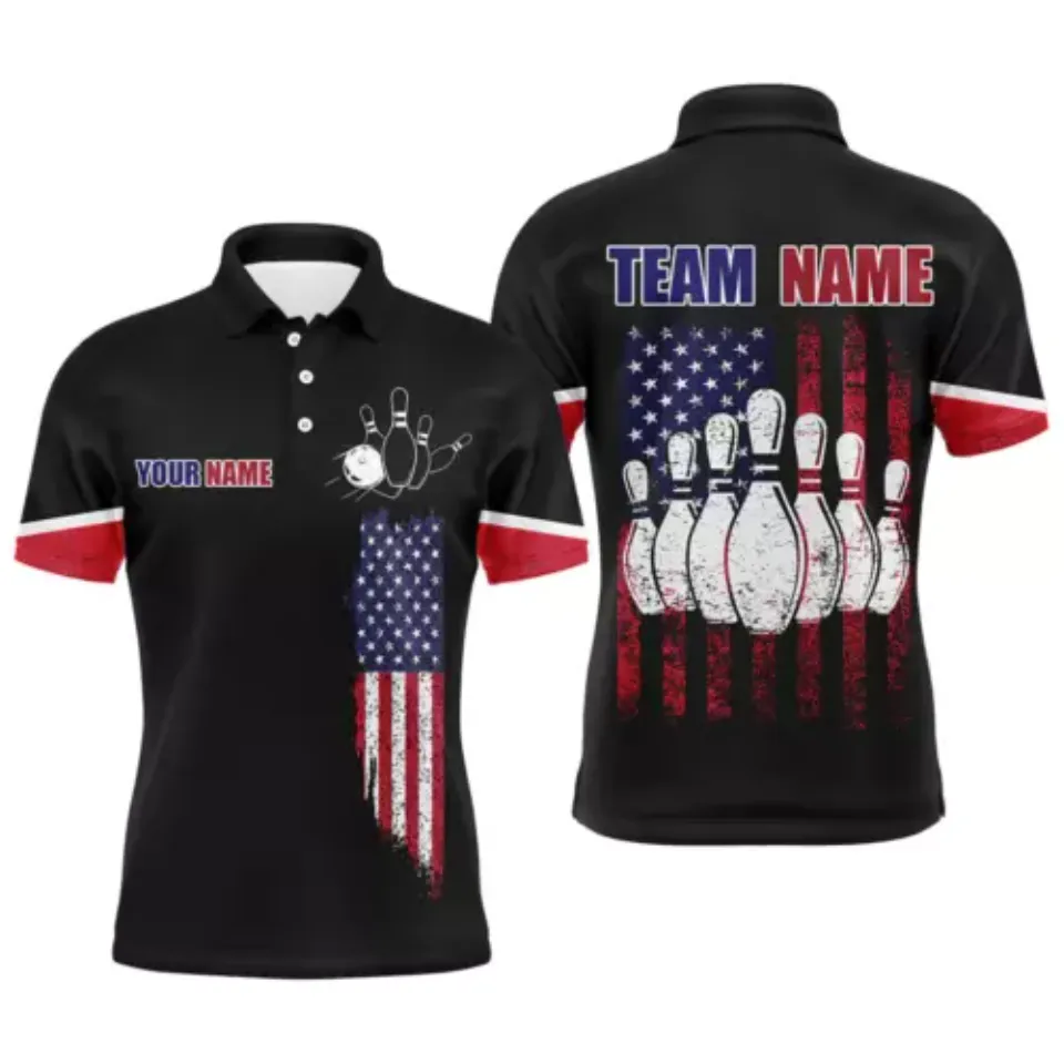 American Flag Bowling Polo Shirt | ID 20350124 by CannellBocco | Printblur