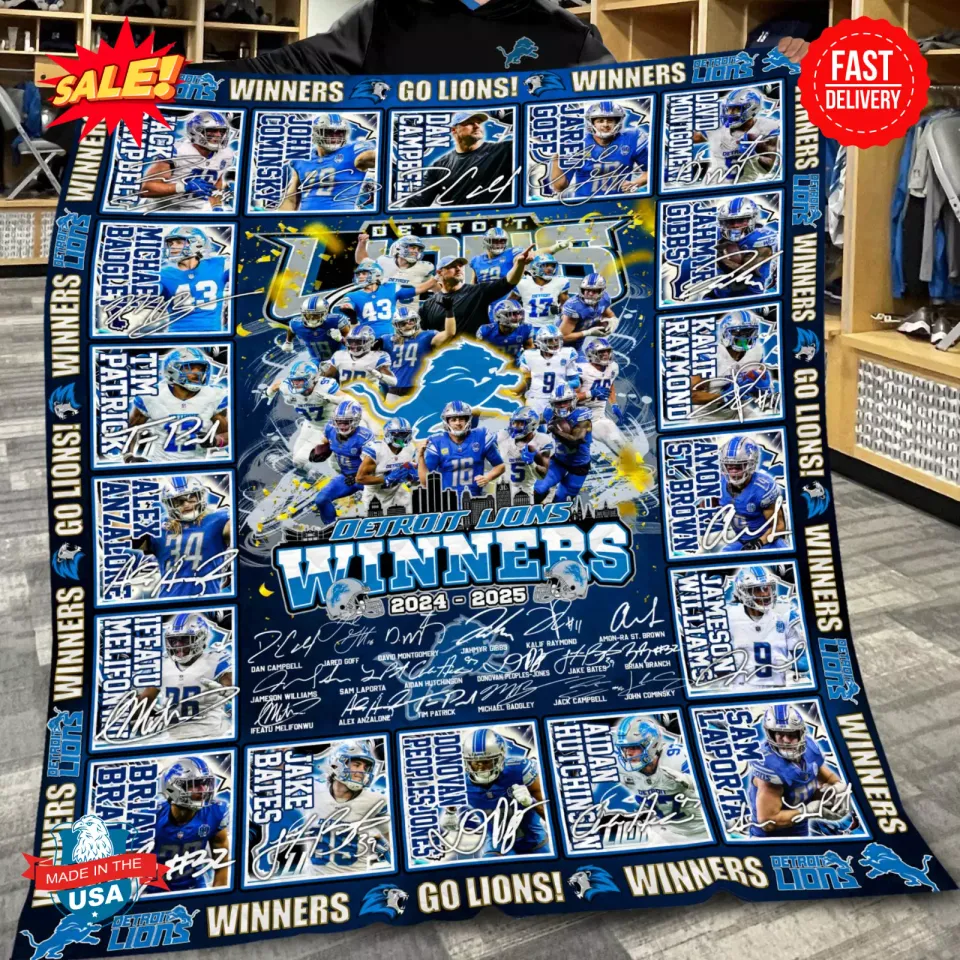 Detroit Lions NFL Team Logomania XL Blanket 66x95 main image 0