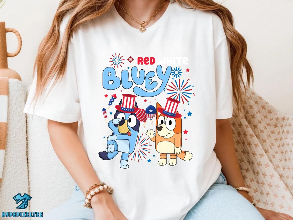 4th of July Male English Bulldog Women's Tee | Red & White Colored main image 1