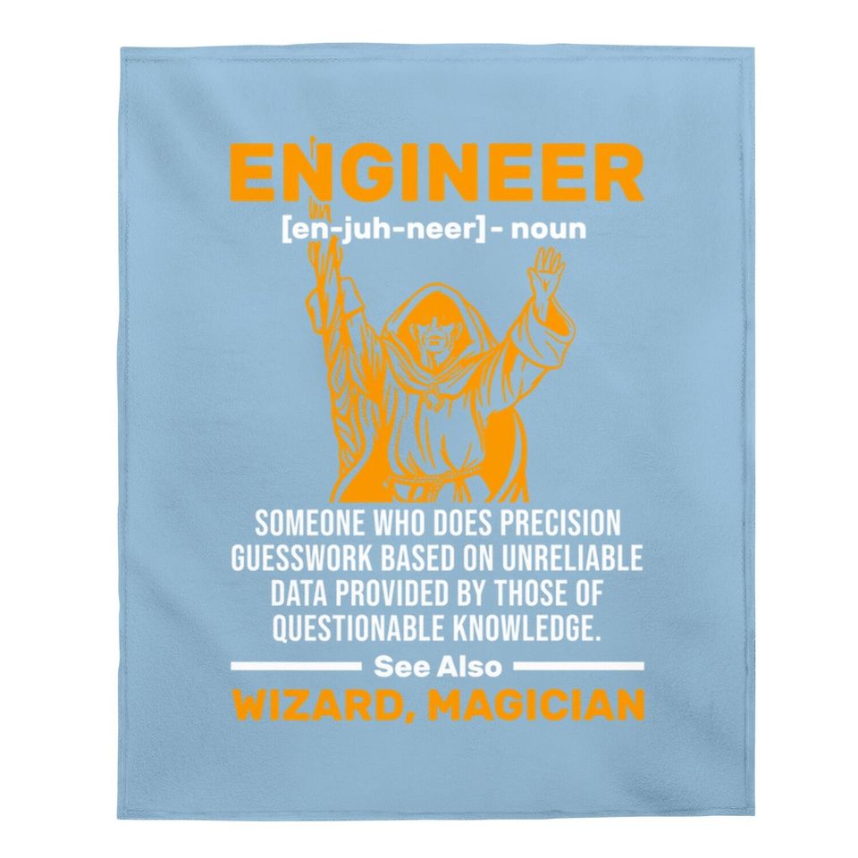 Funny Wizard Engineer Definition Civil Mechanical Engineer Baby Blanket ...